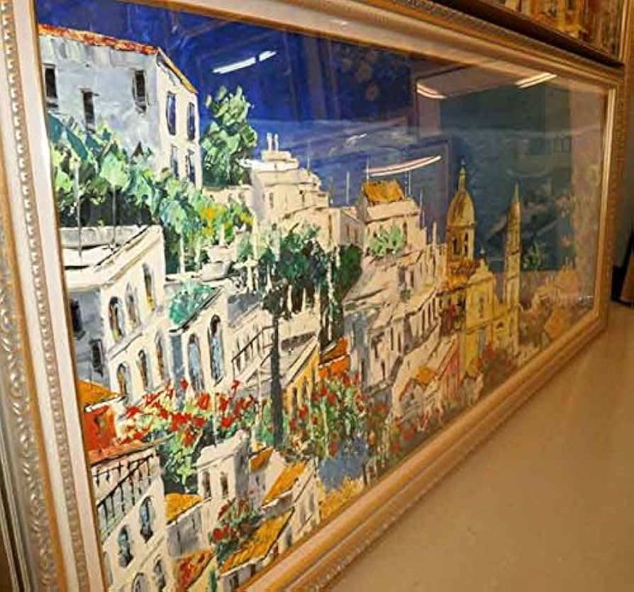 ORIGNIAL Enrico Varriale 夏のアマルフィー港　油彩 ORIGNIAL Enrico Varriale 夏のアマルフィー港 油彩 ORIGNIAL